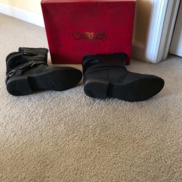 Black boots, faux fur lining. Carlos Santana size7 - Picture 3 of 7